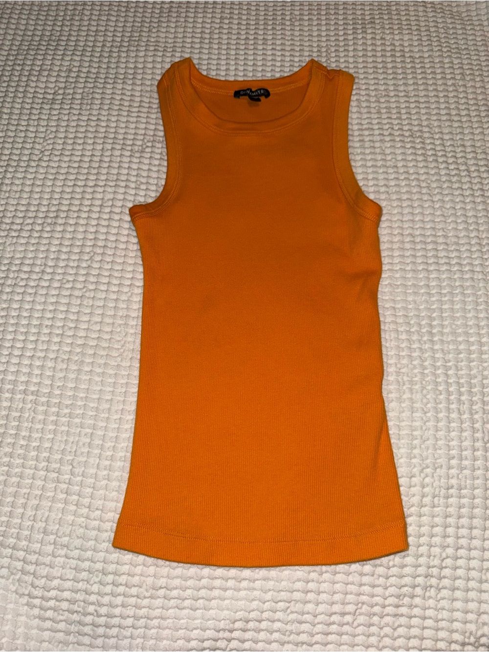 Dynamite Orange Ribbed Sleeveless Tank